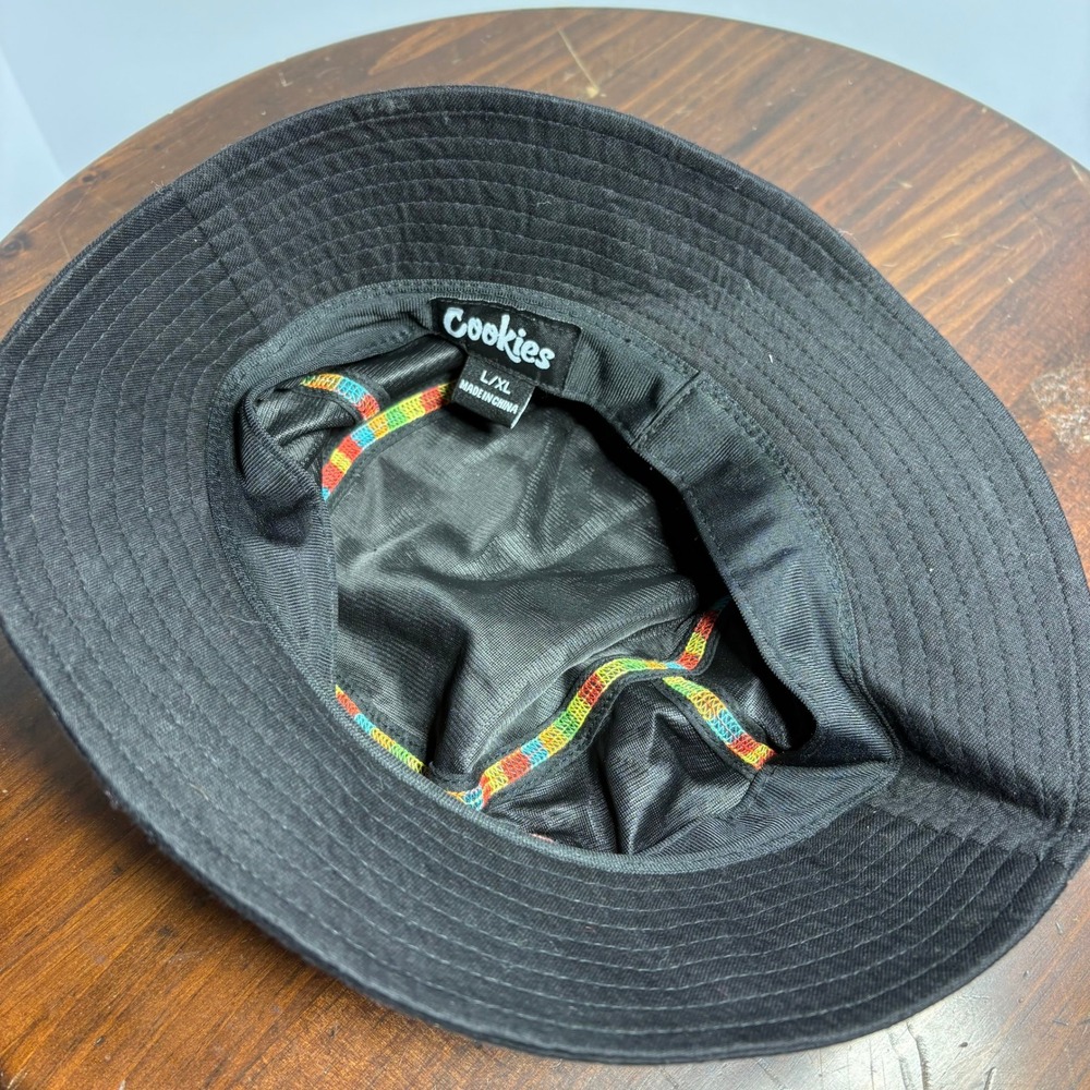Cookies Bucket Hat Mens L/XL Black Rainbow Logo Streetwear Cotton Sun Hat - Picture 5 of 7